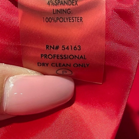 Calvin Klein Red Dress with Ruffle Shoulder - Picture 5 of 5